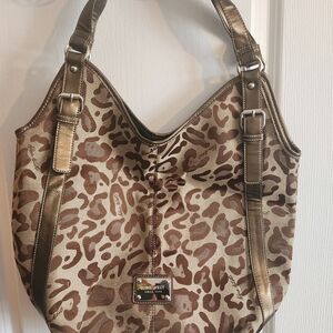 Nine West Tan and Brown Animal Print Shoulder Bag